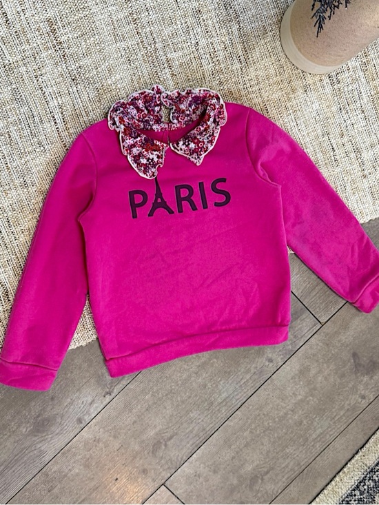Garanimals Other - Garanimals Hot Pink Paris Pullover with Floral Ruffle Collar Little Girl Sz 5